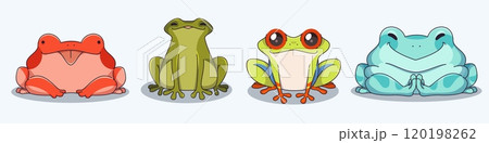 Cute frog characters set isolated on white 120198262