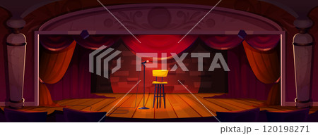 Cartoon theatre stage for comedy stand up, concert 120198271