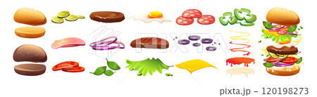 Hamburger ingredient kit for fast food constructor 120198273
