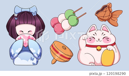 Traditional Japanese New Year elements set Traditional Japanese New Year elements set 120198290