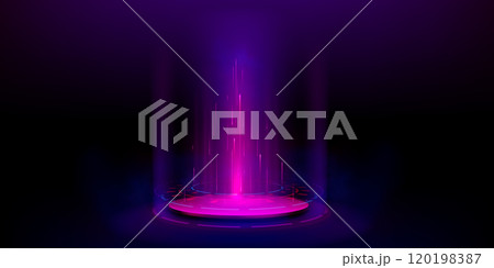 3d tech hologram podium or light portal platform 120198387