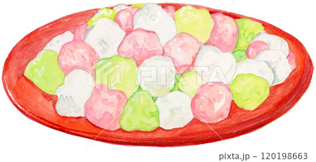 手描き水彩のかわいいひなあられのイラスト 120198663