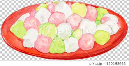 手描き水彩のかわいいひなあられのイラスト 120198663