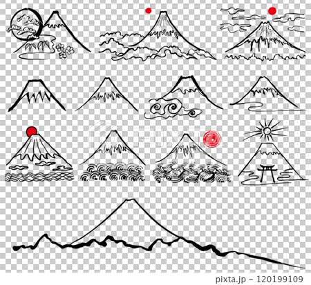Mountains - New Year's hand-drawn illustrations 120199109