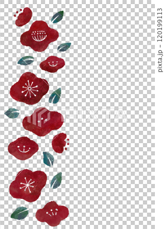 日式山茶花圖像的垂直背景插圖 120199113