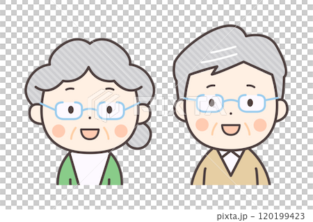 笑顔のシニア夫婦の上半身イラスト 笑顔のシニア夫婦の上半身イラスト 120199423