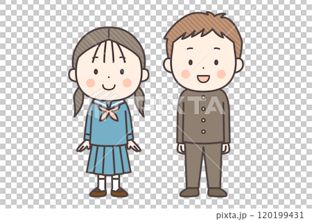 学生服の男の子と女の子の全身イラスト 120199431