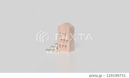 The House and coins for property or investment concept 3d rendering. The House and coins for property or investment concept 3d rendering. 120199731