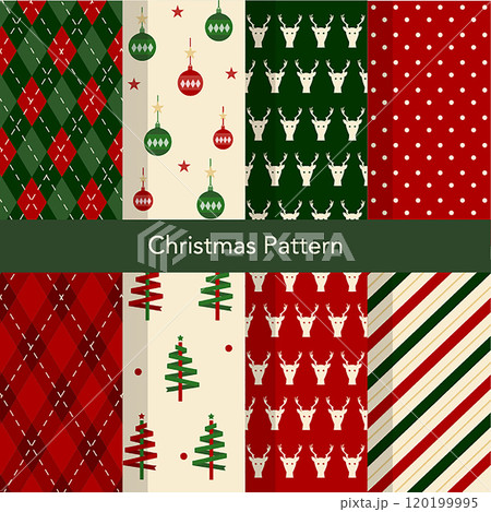 Set of Christmas vector seamless, snowflakes, stars. Loopable design for wrapping paper, textile, background, banner,Vector illustrations. 120199995