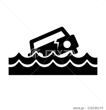 洪水の被害を受けた車のシルエット 洪水の被害を受けた車のシルエット 120200175