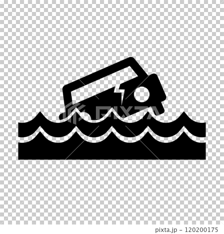 洪水の被害を受けた車のシルエット 洪水の被害を受けた車のシルエット 120200175