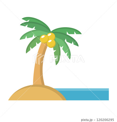 ビーチのアイコン・ヤシの木のある島と海 120200295
