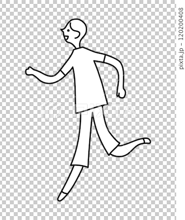 Running young woman monochrome line drawing 120200408