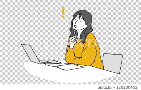 一個在筆記型電腦前表情華麗的女人的簡單插圖 120200452