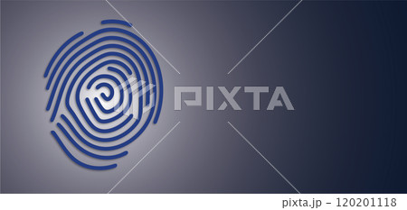Blue Fingerprint on Dark Background: A Symbol of Identity and Security	 120201118