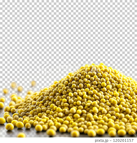 Mustard seeds tiny and yellow forming a small pile soft focus side view delicious details 120201157