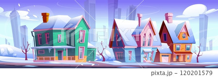 Winter suburban scene with mansion houses Winter suburban scene with mansion houses 120201579
