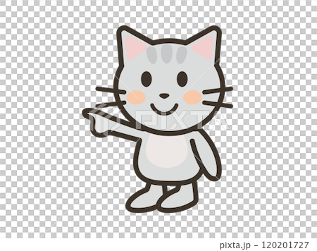 一隻可愛的貓指著的插圖 120201727