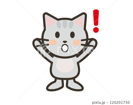びっくりするかわいいねこちゃんのイラスト びっくりするかわいいねこちゃんのイラスト 120201730