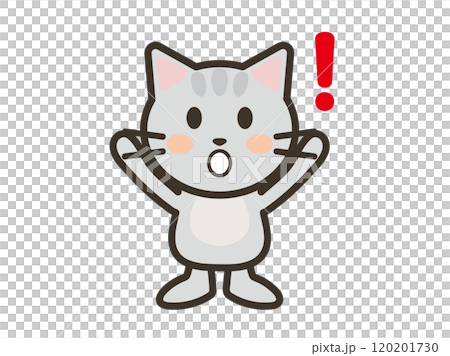 びっくりするかわいいねこちゃんのイラスト びっくりするかわいいねこちゃんのイラスト 120201730