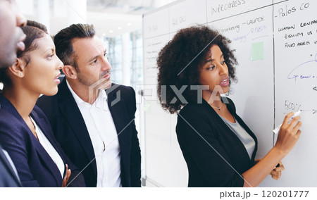 Putting short and long term business goals into focus. Shot of a group of businesspeople having a brainstorming session in a modern office. Putting short and long term business goals into focus. Shot of a group of businesspeople having a brainstorming session in a modern office. 120201777