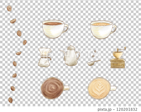 コーヒー　手描き水彩風イラスト 120201832
