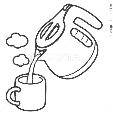 電気ケトルでマグカップにお湯を注ぐ 電気ケトルでマグカップにお湯を注ぐ 120202116