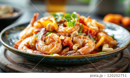 Thai shrimp dish. Generative AI 120202751