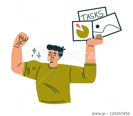 Productive Workflow with Man Managing Task Vector Illustration 120202950