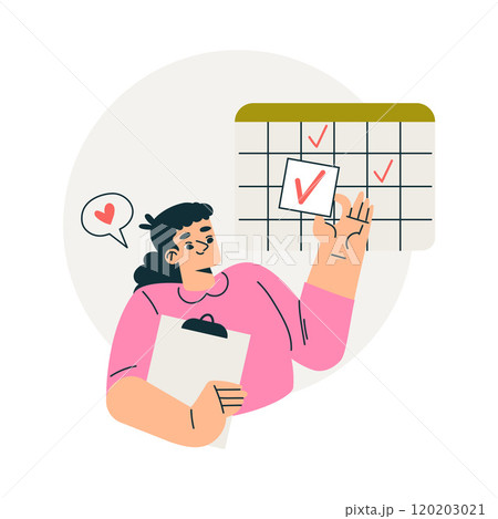 Productive Workflow with Woman with Calendar and Clipboard Managing Task Vector Illustration 120203021