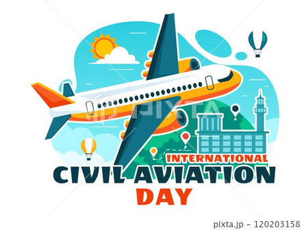 International Civil Aviation Day Vector Illustration on December 7 Featuring Airplane and Sky Blue View in Appreciation of Aviation in Flat Background International Civil Aviation Day Vector Illustration on December 7 Featuring Airplane and Sky Blue View in Appreciation of Aviation in Flat Background 120203158