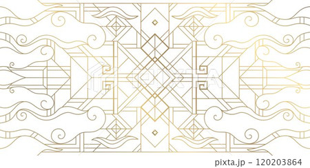 Vector abstract east, korean geometric background with line clouds. Gold on white ornament, frame with swirls. Chinese new year ornament. Vector abstract east, korean geometric background with line clouds. Gold on white ornament, frame with swirls. Chinese new year ornament. 120203864