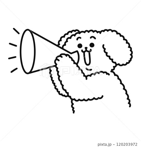 メガホンを持った犬 線画 メガホンを持った犬 線画 120203972