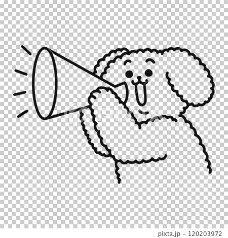 メガホンを持った犬 線画 メガホンを持った犬 線画 120203972
