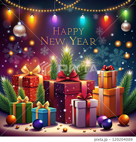 christmas background with gifts box text happy new year christmas background with gifts box text happy new year 120204089