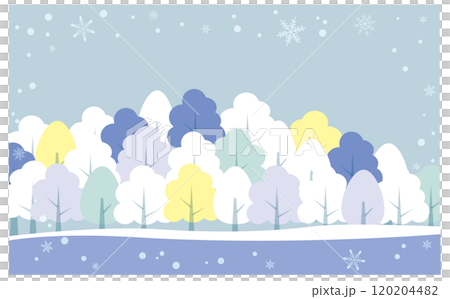 冬季雪林可愛插畫背景素材 120204482