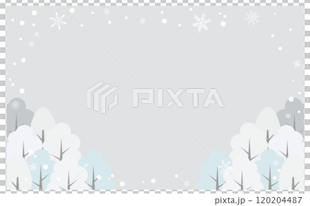 冬の雪降る森のかわいいイラスト背景素材 冬の雪降る森のかわいいイラスト背景素材 120204487
