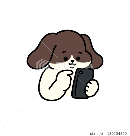 スマートフォンを操作する犬 スマートフォンを操作する犬 120204890