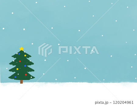 雪の降るクリスマスツリーの背景 120204961