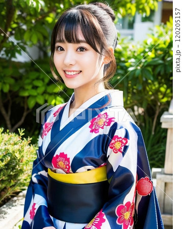 浴衣の若い女性 120205157