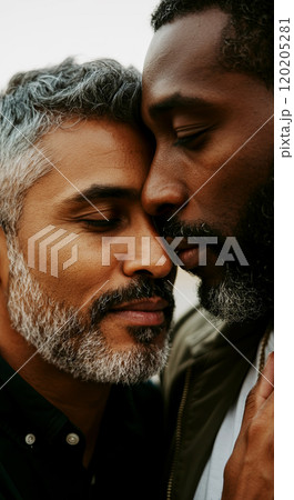 An intimate and heartfelt moment between two individuals, conveying affection and closeness 120205281