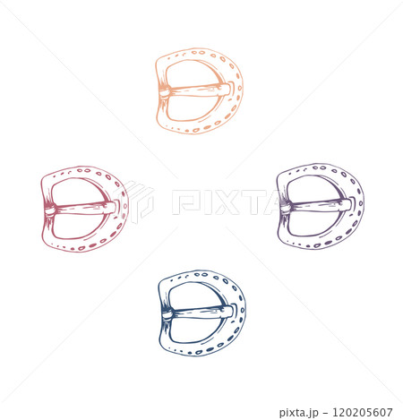 Multicolor clothing fasteners buckles clasps clips, sewing craft supplies. Hand drawn ink vector illustration. Set of isolated objects on white. Design atelier, tailor, hobby shop, fashion boutique Multicolor clothing fasteners buckles clasps clips, sewing craft supplies. Hand drawn ink vector illustration. Set of isolated objects on white. Design atelier, tailor, hobby shop, fashion boutique 120205607