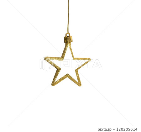 Golden Christmas decoration, ball, star, fir cone, elements isolated on white background Golden Christmas decoration, ball, star, fir cone, elements isolated on white background 120205614