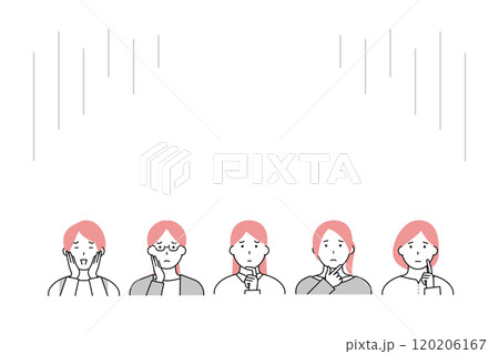 様々な悩みを持った女性たちのイラスト 様々な悩みを持った女性たちのイラスト 120206167