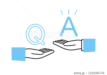 質問を投げかける人物とそれにこたえるビジネスパーソンの手元 120206170