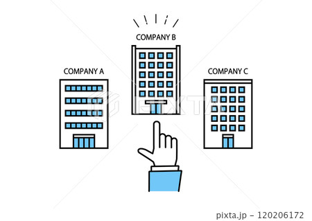 会社選びを行うビジネスパーソンの手のイラスト―就職・転職イメージ 120206172
