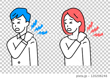 Casual men and women suffering from stiff shoulders Set 120206248