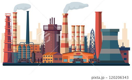 Oil refinery. Industrial factories background 120206343