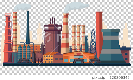 Oil refinery. Industrial factories background 120206343
