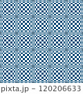 紺色と白の細やかな格子柄のバランスを崩し歪みを帯びたシームレスな錯視柄 120206633
